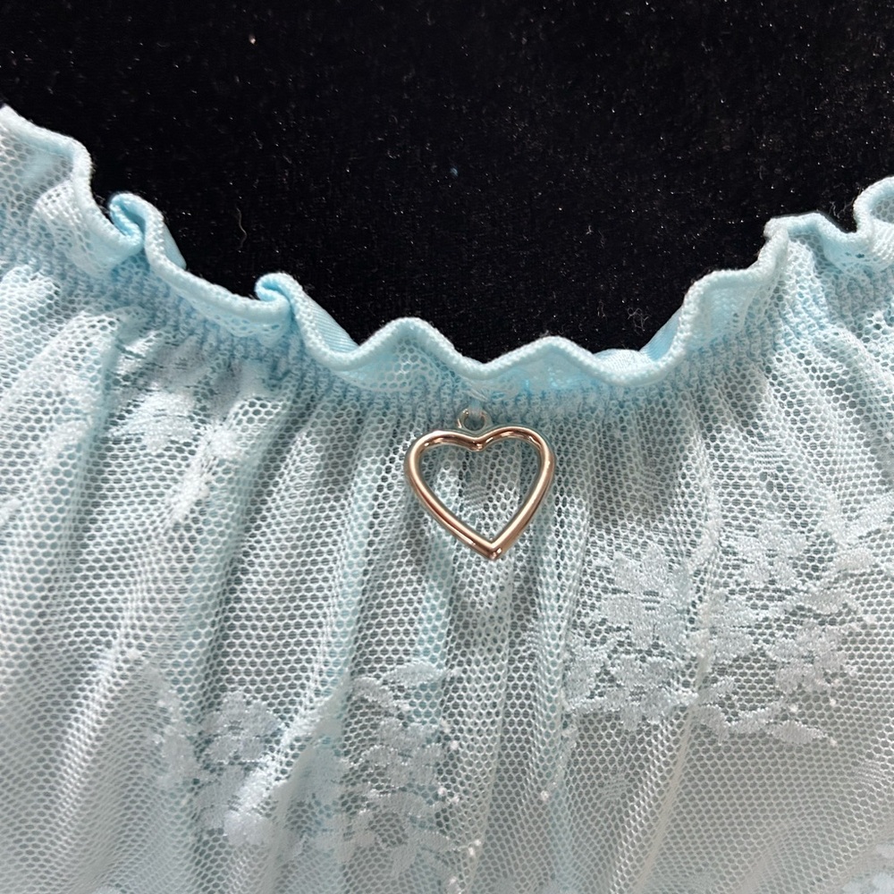 Women's Blue Lace Off-Shoulder Bralette - Picture 5 of 7
